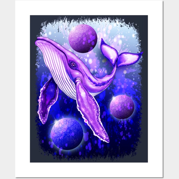 Cyber Whale on Ultra Violet Deep Space Ocean Wall Art by BluedarkArt